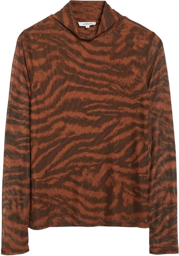 S.Oliver top met dierenprint cognac bruin