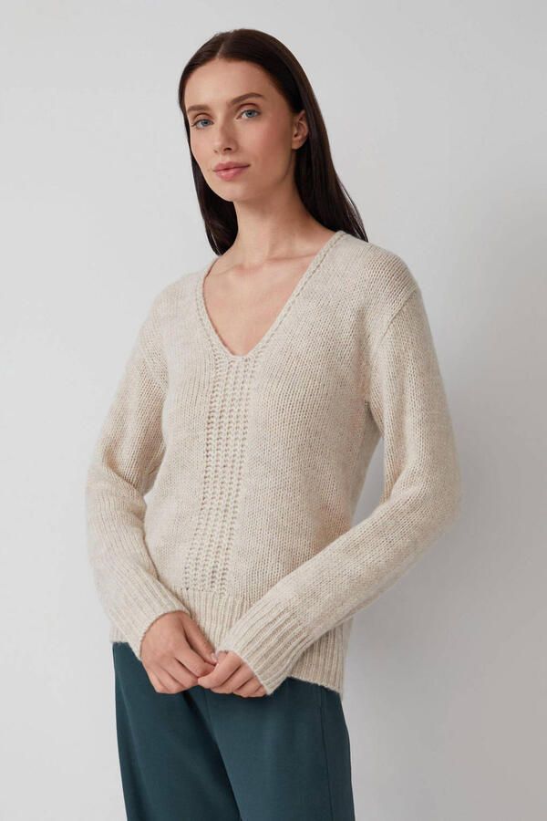 S.Oliver Gebreide trui met v-hals - Foto 3