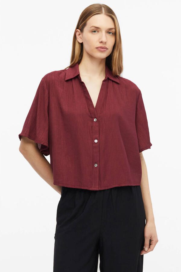 S.Oliver RED LABEL Boxy fit blouse met korte mouwen van viscosemix