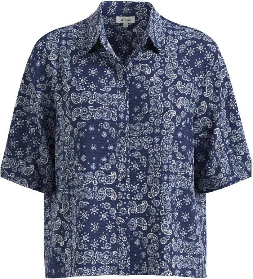 S.Oliver viscose blouse met paisley donkerblauw