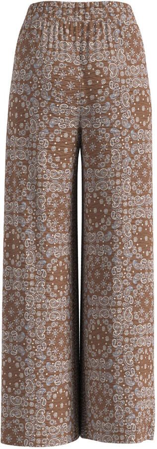 S.Oliver wide leg broek met paisley lichtbruin