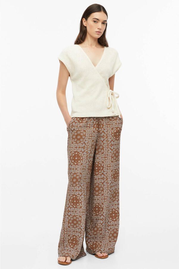 S.Oliver wide leg broek met paisley lichtbruin - Foto 2