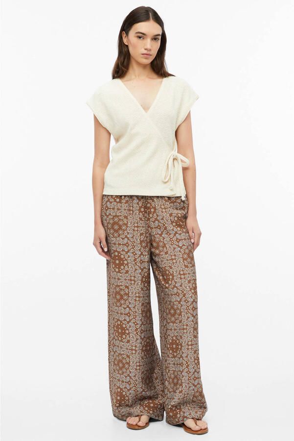 S.Oliver wide leg broek met paisley lichtbruin - Foto 3