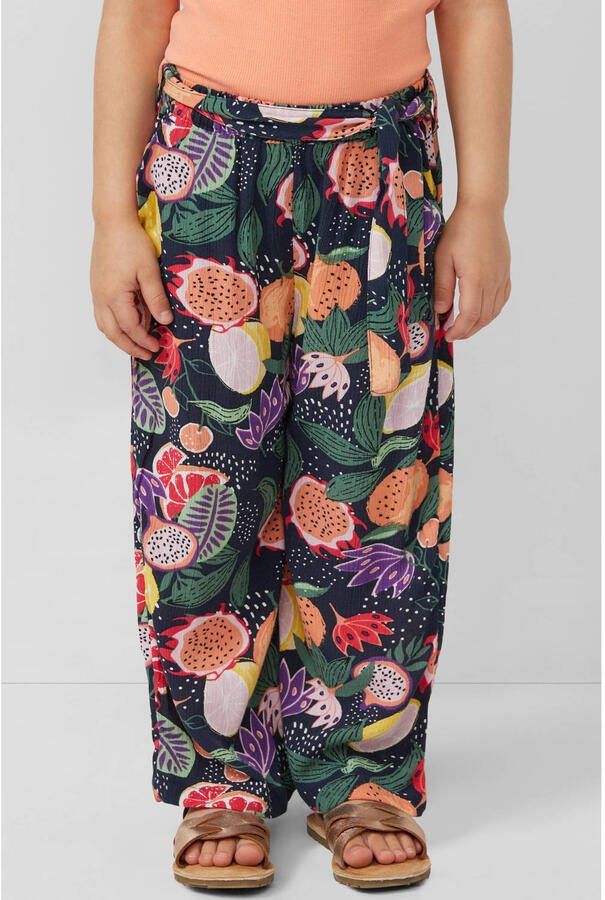 S.Oliver wide leg casual broek donkerblauw