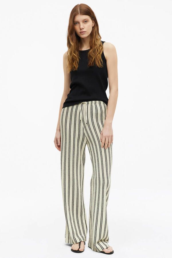 S.Oliver wide leg gestreepte broek beige - Foto 2