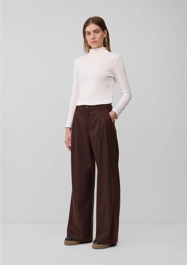 S.Oliver wide leg high waist broek bruin
