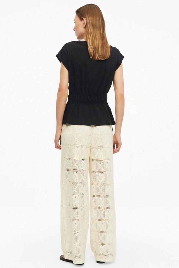 S.Oliver wide leg high waist broek crochet crème - Foto 2