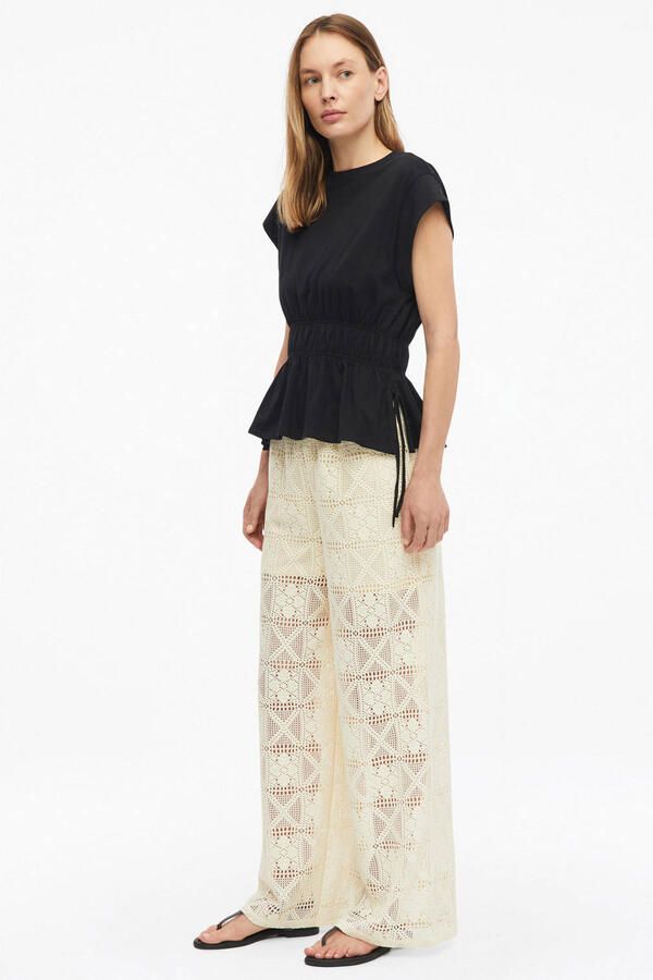 S.Oliver wide leg high waist broek crochet crème - Foto 3