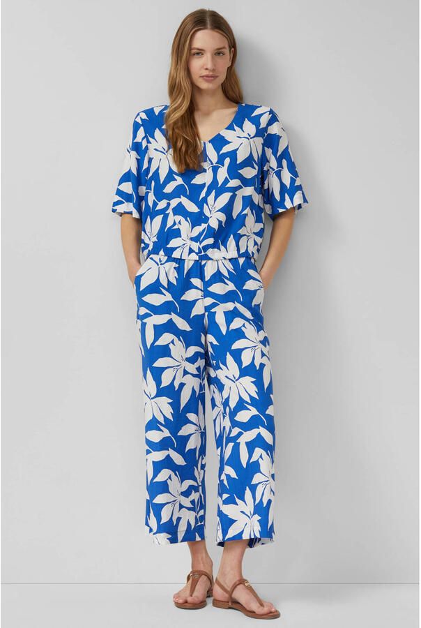 S.Oliver wide leg high waist culotte blauw met textuur