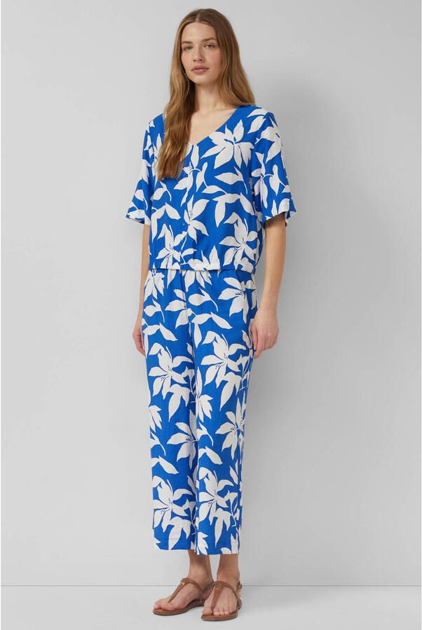 S.Oliver wide leg high waist culotte blauw met textuur - Foto 2