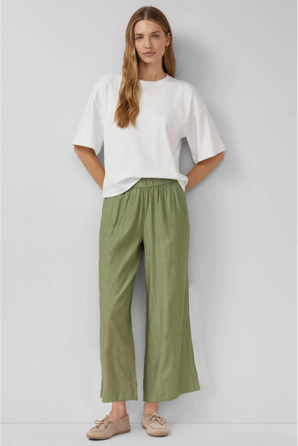 S.Oliver wide leg high waist culotte kaki met textuur