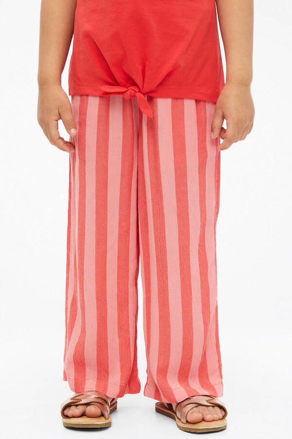 S.Oliver wide leg high waist gestreepte casual broek roze