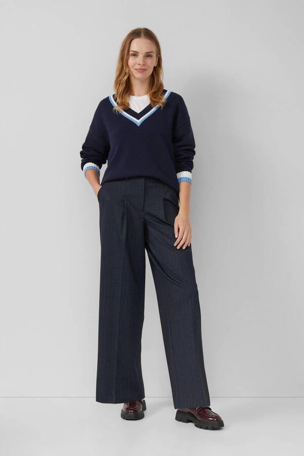 S.Oliver wide leg high waist pantalon blauw