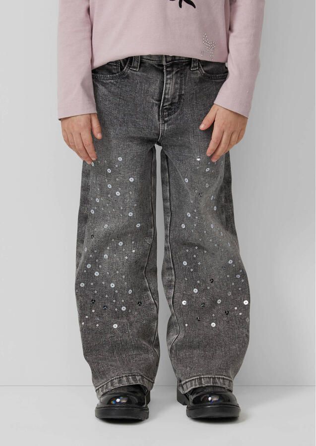 S.Oliver wide leg high waist wide leg jeans grey denim met pailletten