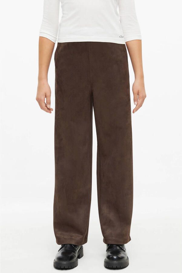 S.Oliver wide leg pantalon donkerbruin Broek Meisjes Polyester Effen