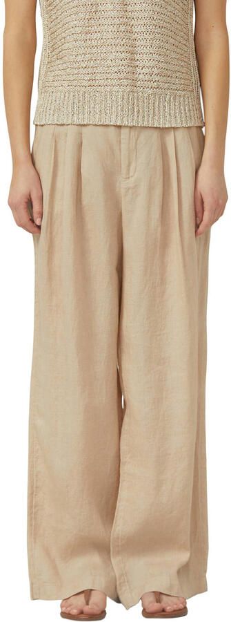 S.Oliver wide leg regular waist broek met linnen beige