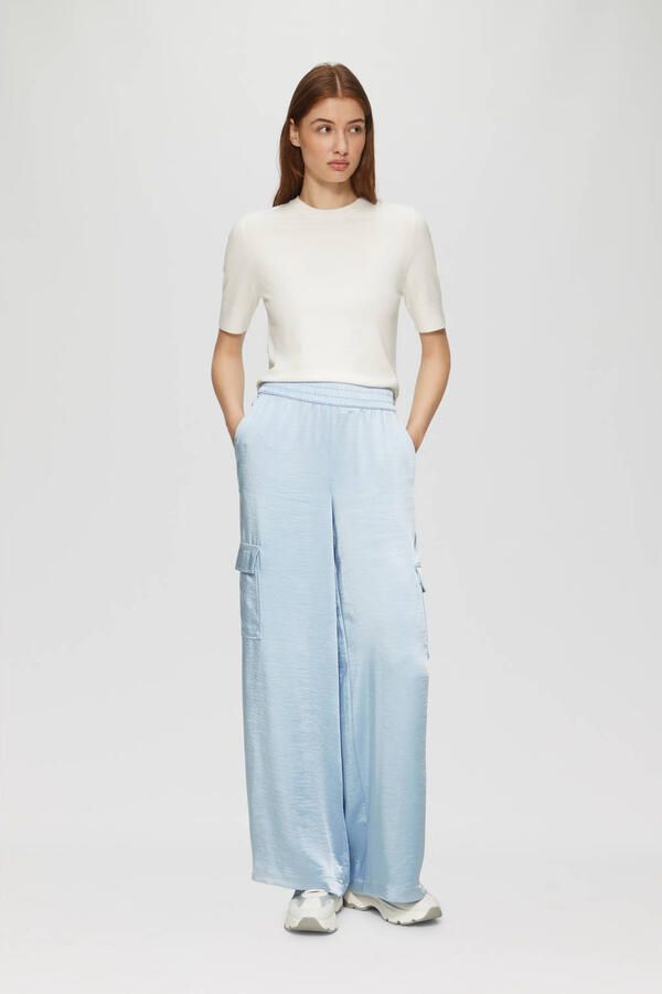 S.Oliver wide leg regular waist cargo broek lichtblauw - Foto 1