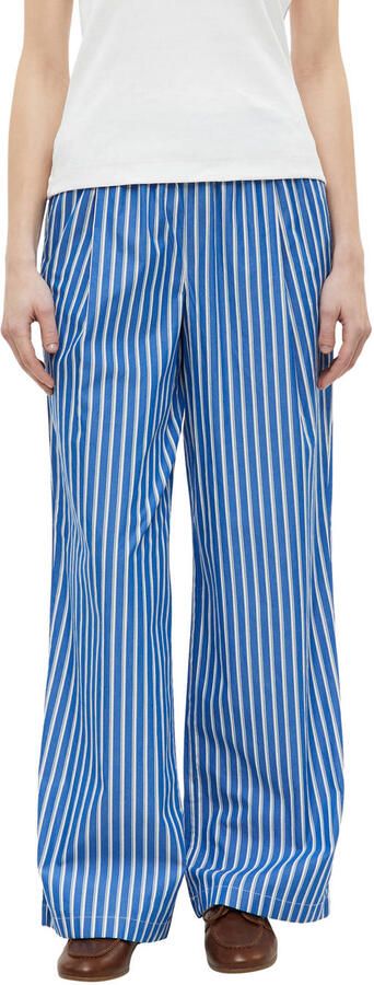 S.Oliver wide leg regular waist gestreepte casual broek blauw