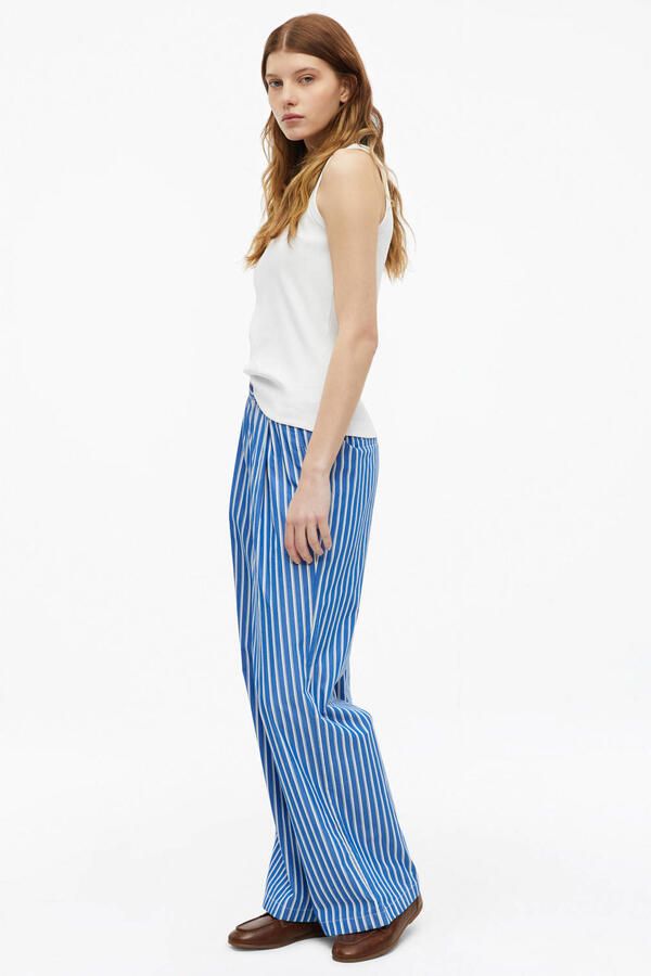 S.Oliver wide leg regular waist gestreepte casual broek blauw - Foto 2