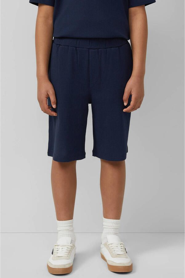 S.Oliver wide leg sweatshort donkerblauw met textuur