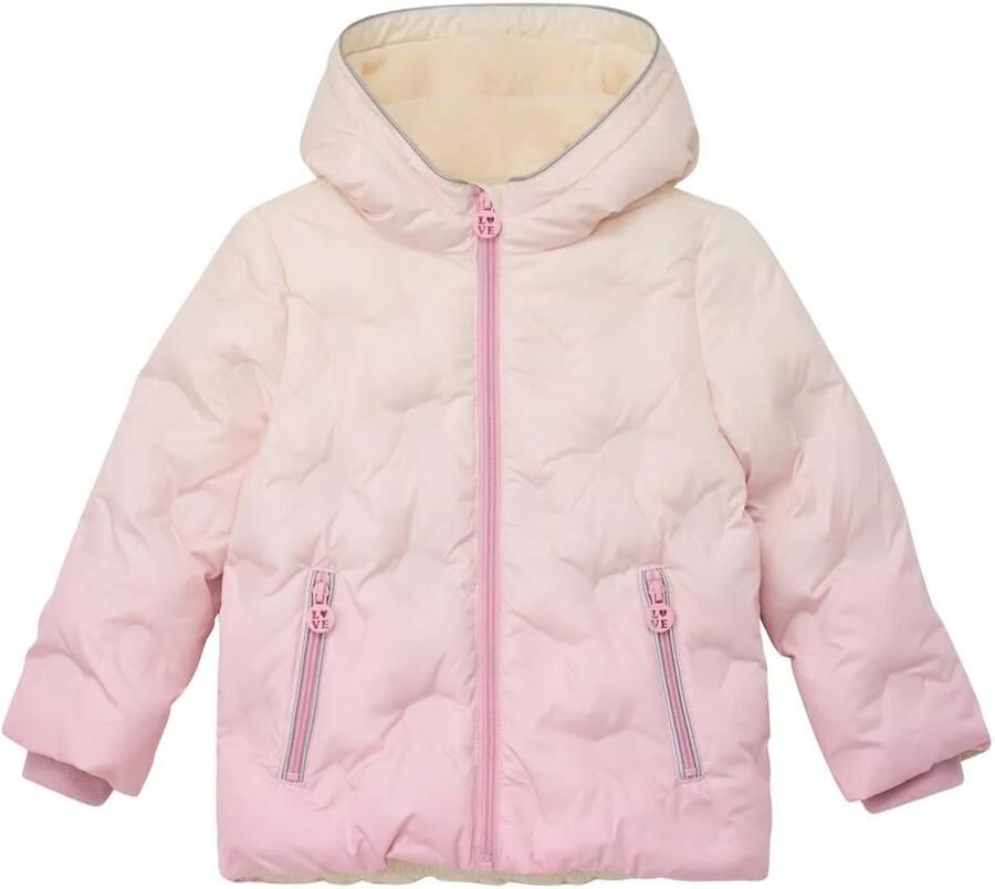 S.Oliver winterjas lichtroze Meisjes Polyester Capuchon Meerkleurig