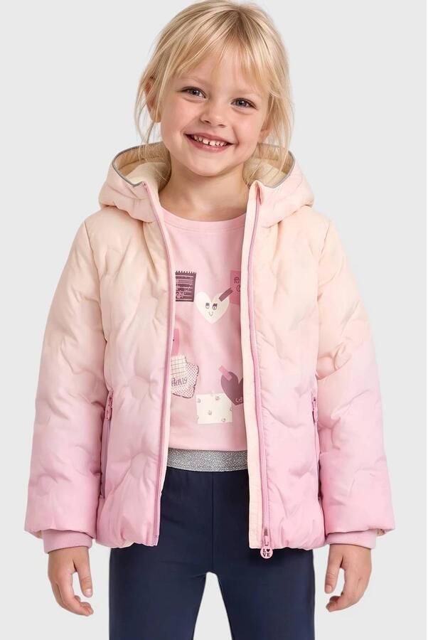 S.Oliver winterjas lichtroze Meisjes Polyester Capuchon Meerkleurig