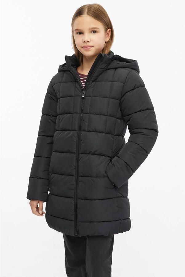 S.Oliver winterjas zwart Meisjes Polyester Capuchon Effen