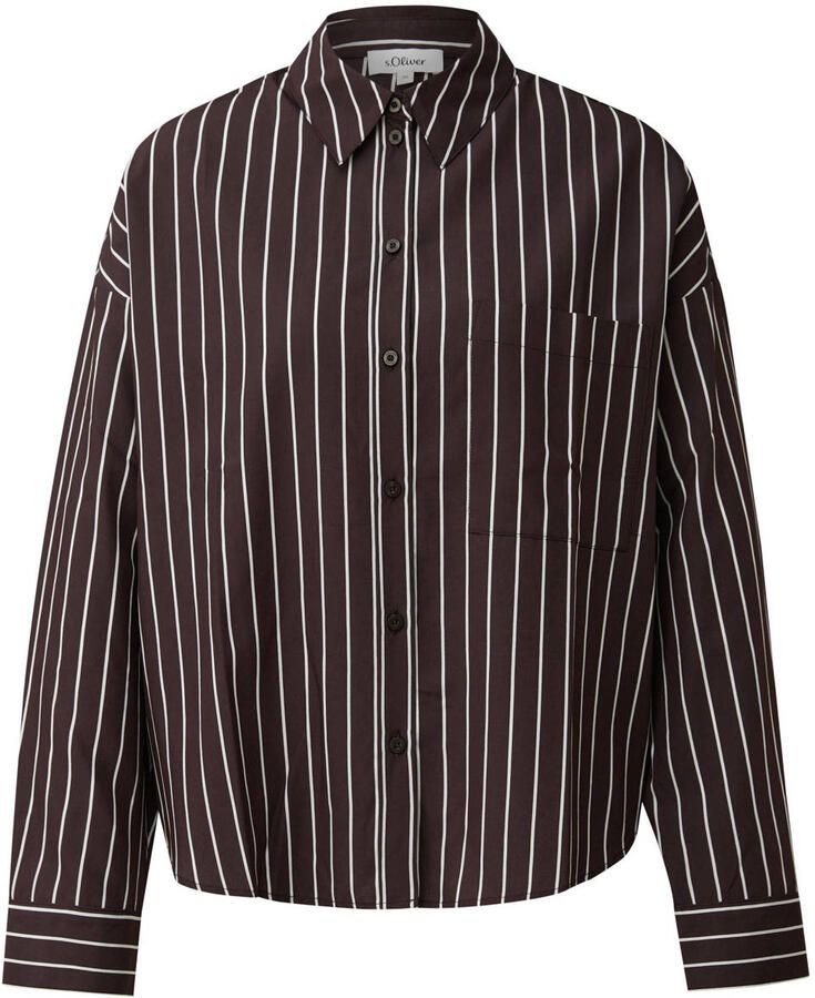 S.Oliver x Heidi Klum blouse met krijtstreep donkerbruin wit