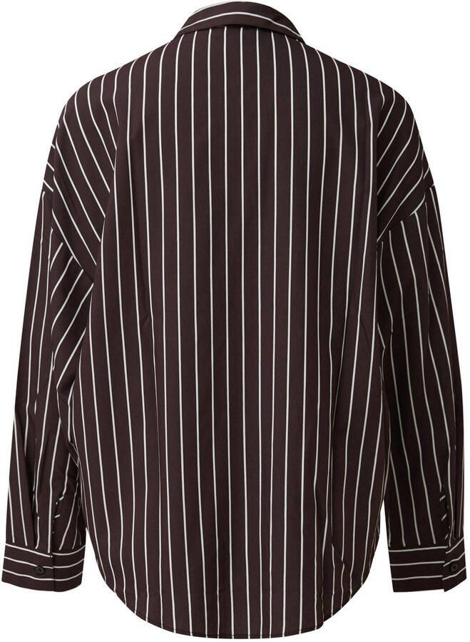 S.Oliver x Heidi Klum blouse met krijtstreep donkerbruin wit - Foto 2