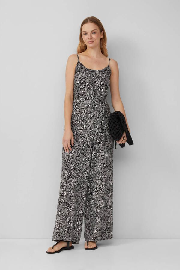 S.Oliver RED LABEL Relaxed fit jumpsuit van gestructureerde viscosemix - Foto 3