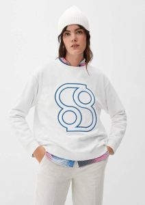 S.Oliver sweater met printopdruk wit blauw