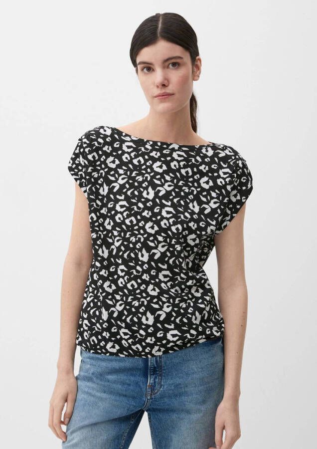S.Oliver T-shirt met panterprint zwart wit