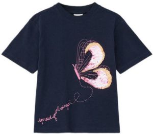 S.Oliver T-shirt met printopdruk en pailletten marine