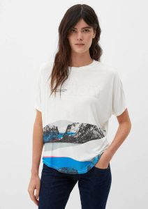 S.Oliver T-shirt met printopdruk wit blauw zwart
