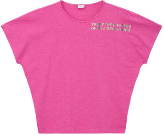 S.Oliver T-shirt met tekst roze