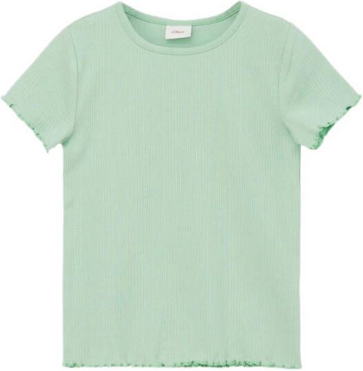 s.Oliver T-shirt met textuur mintgroen