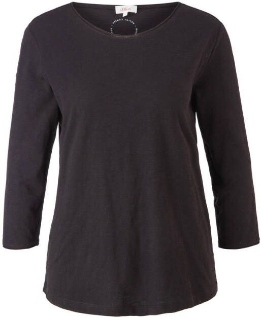 S.Oliver Shirt met 3 4-mouwen met leuke rolrandjes bij de hals en aan de 3 4-mouwen