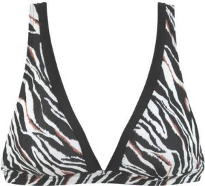S.Oliver voorgevormde triangel bikinitop met zebraprint zwart wit