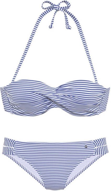 s.Oliver voorgevormde strapless bandeau bikini blauw wit