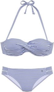 S.Oliver voorgevormde strapless bandeau bikini blauw wit