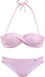 S.Oliver voorgevormde strapless bandeau bikini roze wit