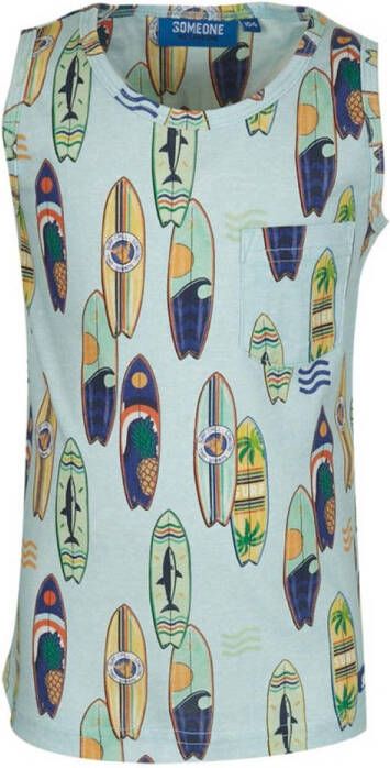 Someone mouwloos T-shirt Ibiza met all over print lichtblauw