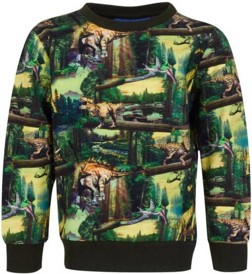 Someone sweater Four met all over print donkergroen multicolor