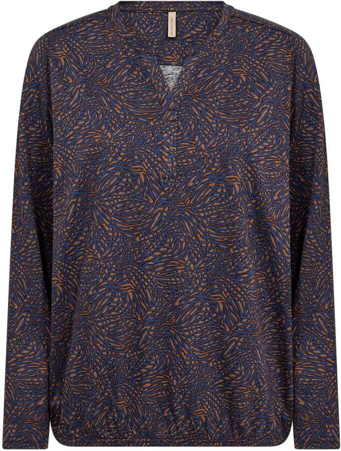 Soyaconcept blouse met print donkerblauw bruin