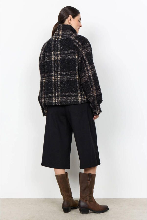 Soyaconcept bouclé geruite teddy jas zwart - Foto 3