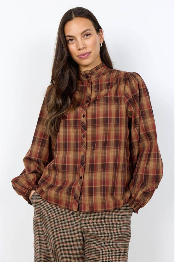 Soyaconcept geruite blouse bruin