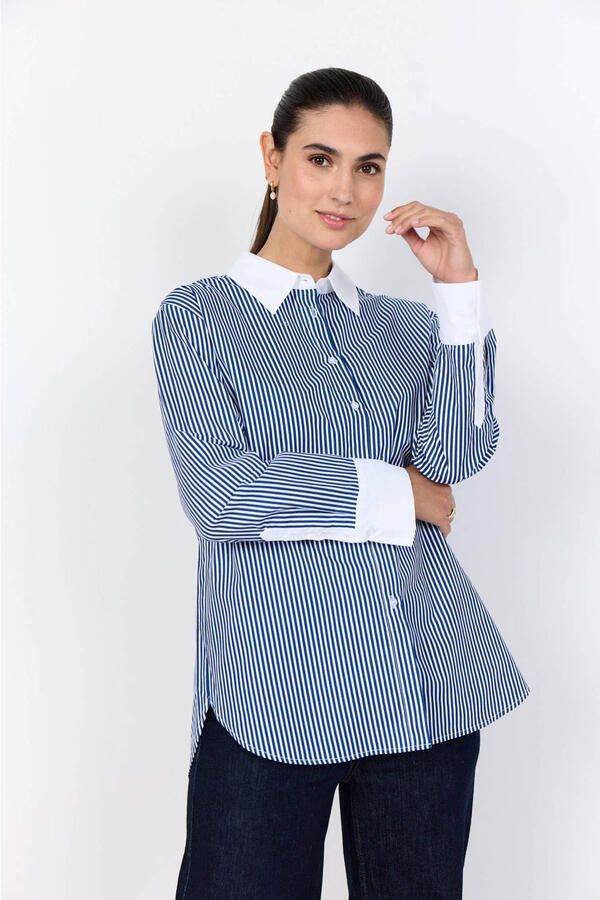 Soyaconcept gestreepte blouse blauw