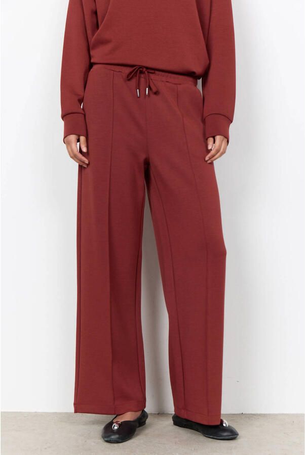 Soyaconcept high waist wide leg joggingbroek roodbruin