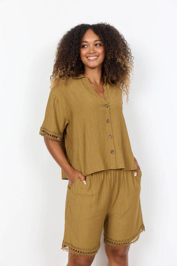 Soyaconcept high waist casual short olijfgroen