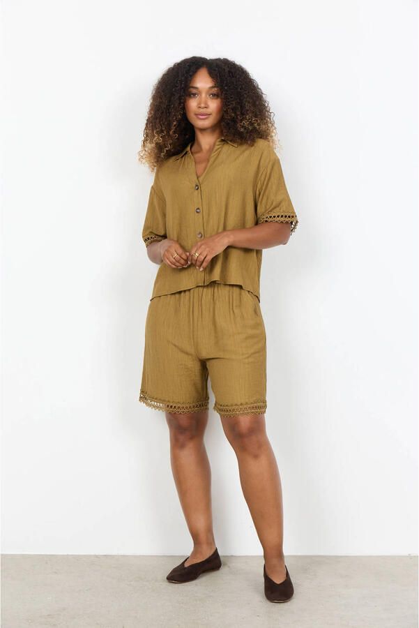 Soyaconcept high waist casual short olijfgroen - Foto 3